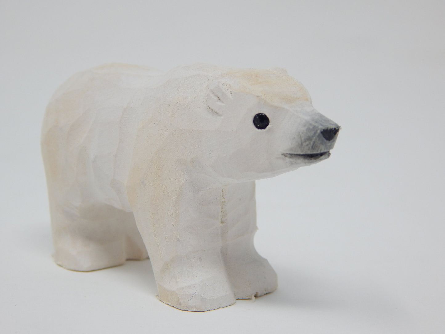 White Polar Bear Keychain Ring Clip Charm Miniature Wood Mini Figurine Small Animal