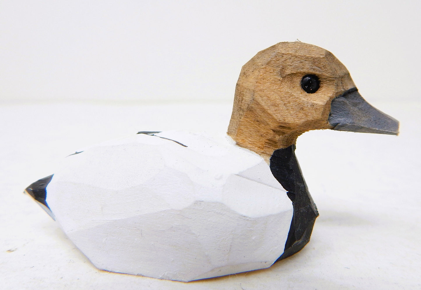 Hand-Carved Wooden Canvasback Duck Ornament – Mini Bird Decor