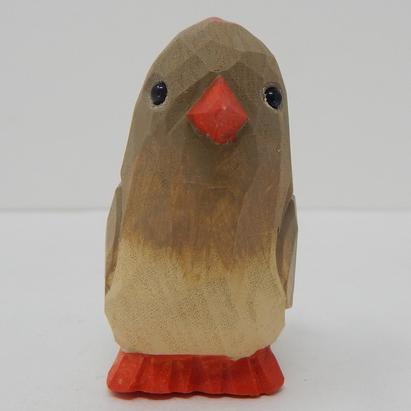 Female Cardinal Wood Ornament Hanging Red Bird Figure Handmade Carved Decoration