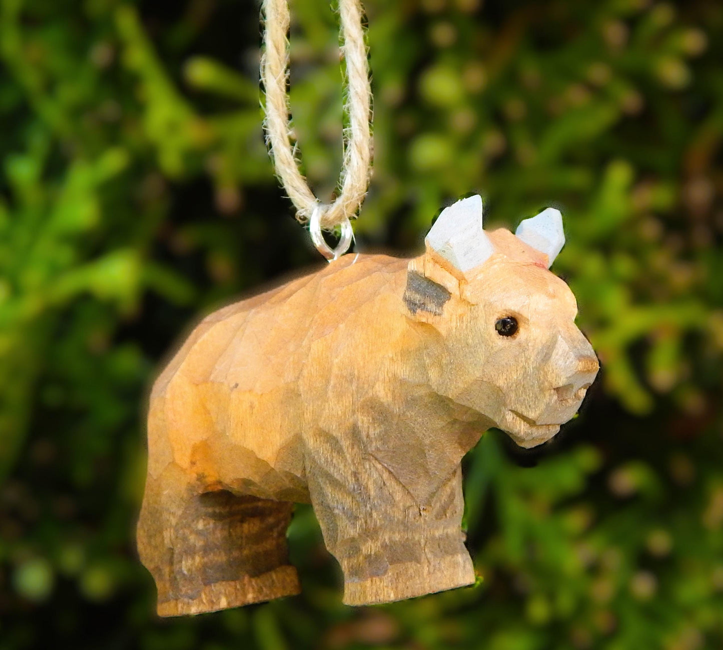 Hand-Carved Wooden Bison Ornament – Miniature Buffalo Holiday Decor