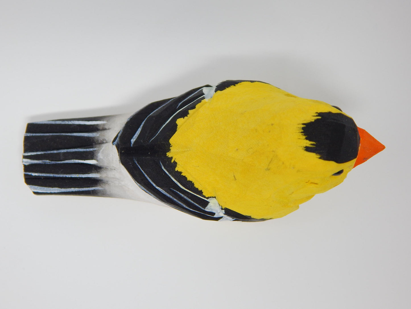 Hand-Carved Wooden American Goldfinch Ornament – Rustic Mini Bird Decor