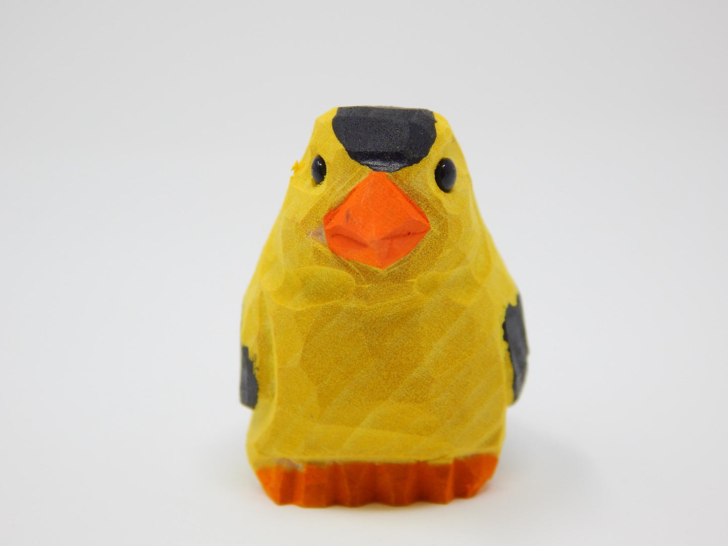 Hand-Carved Wooden American Goldfinch Ornament – Rustic Mini Bird Decor