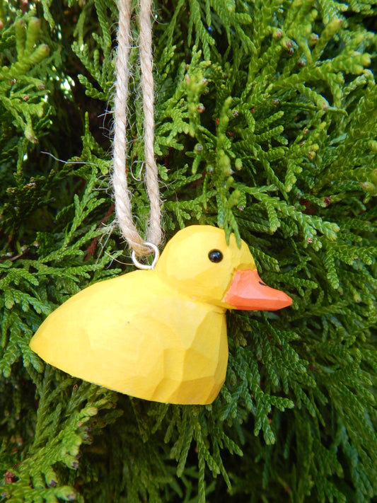 Baby Duck Yellow Bird Ornament Figure Statue Wood Decor Small Animal Miniature Carving