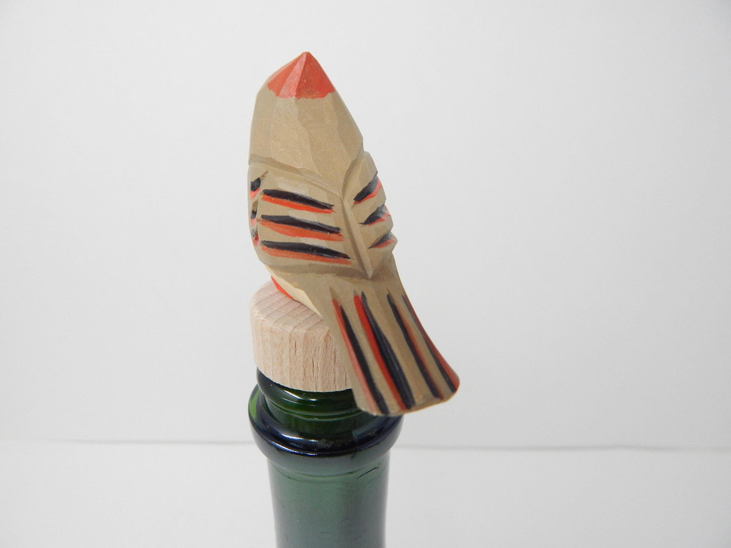 Handmade Female Cardinal Bird Wine Stopper – Rustic Reusable Bottle Plug
